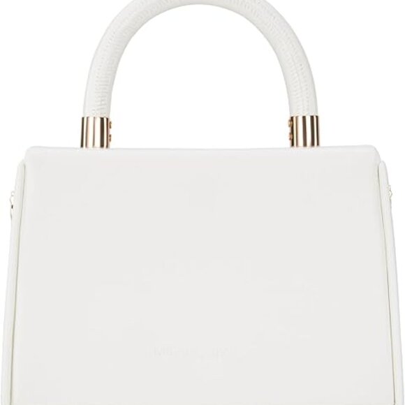 Neiman Marcus Milan Chiva Golden Bee White Leather Top Handle Bag - Picture 4 of 6